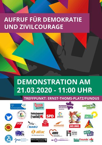 Demo am 21.03.2020 um 11.00 Uhr am Ernst-Thomas-Platz in Nienburg